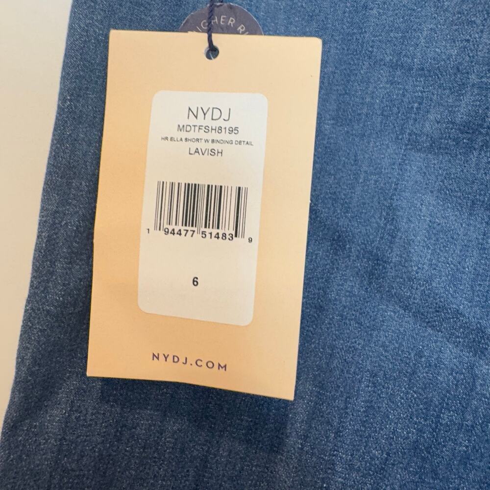 NYDJ Women's High-Rise Ella Denim Cut-Off Shorts Lavish Blue Size 6 NWT - Picture 10 of 13